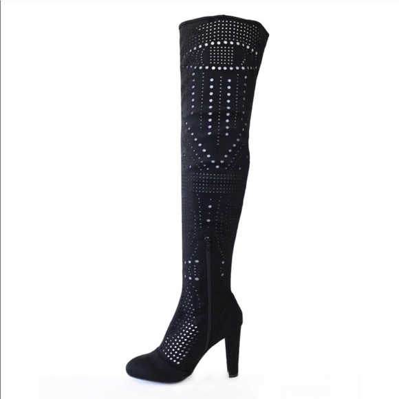NEW Killer Over The Knee Boots Black Size 6 - Picture 4 of 8